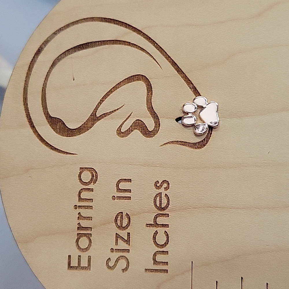 Rose Gold Pawprint Stud Earrings - Picture 2 of 7